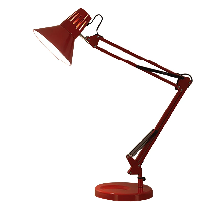 Длинные Регулируемые классические настольные лампы в американском стиле E27, светодиодная настольная лампа 220 В для офисного чтения, Ночной светильник, прикроватная тумбочка для дома - Цвет корпуса: red color
