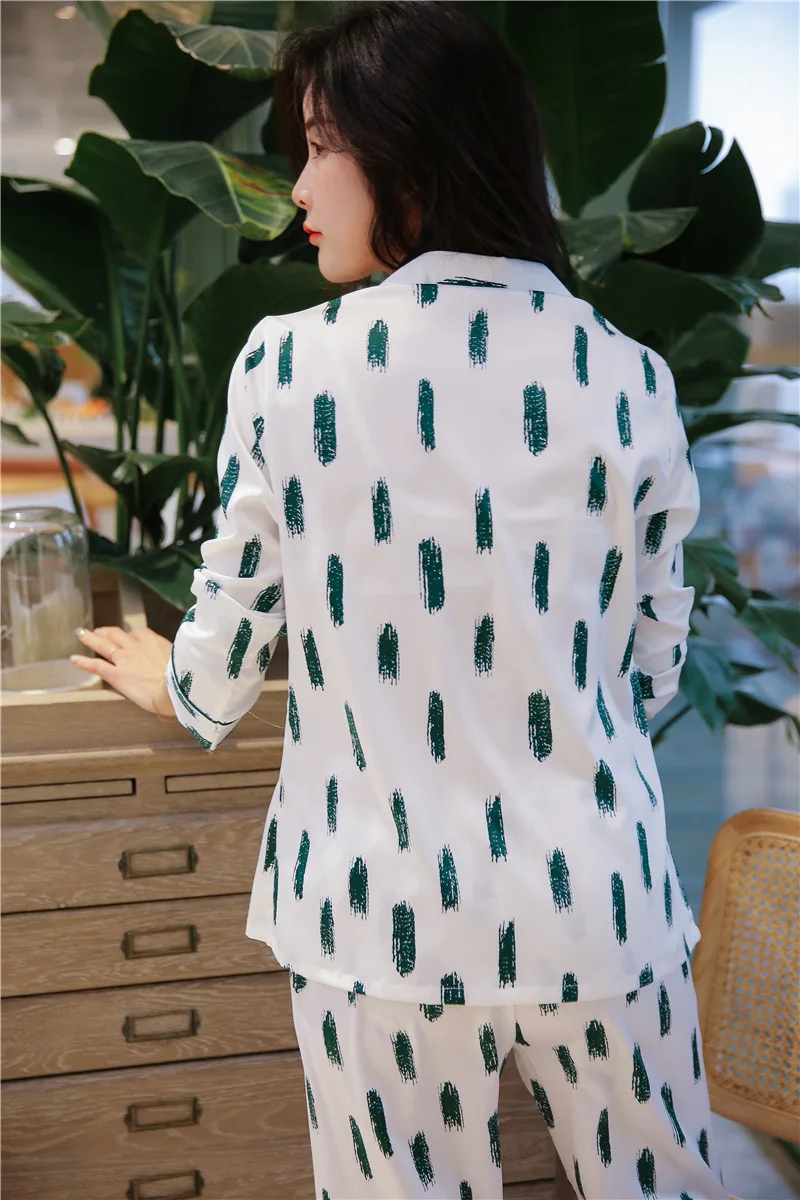 Smmoloa 2019 новый дизайн с длинными рукавами женская пижама атласная Шелковая пижама