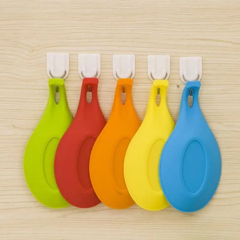 

1pc Silicone Spoon Rest Heat Resistant Kitchen Utensil Spatula Holder Cooking Tool (Random Color)