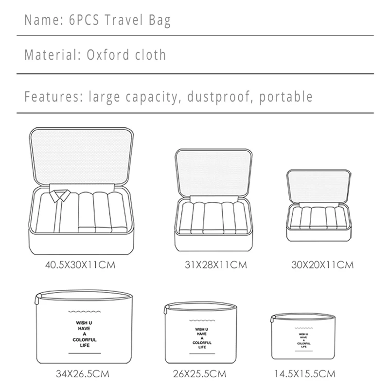 6 шт., мужская дорожная сумка, органайзер, набор, упаковка, куб, фламинго, упаковка, кубики, органайзер для багажа, для путешествий, для женщин, Оксфорд, 485