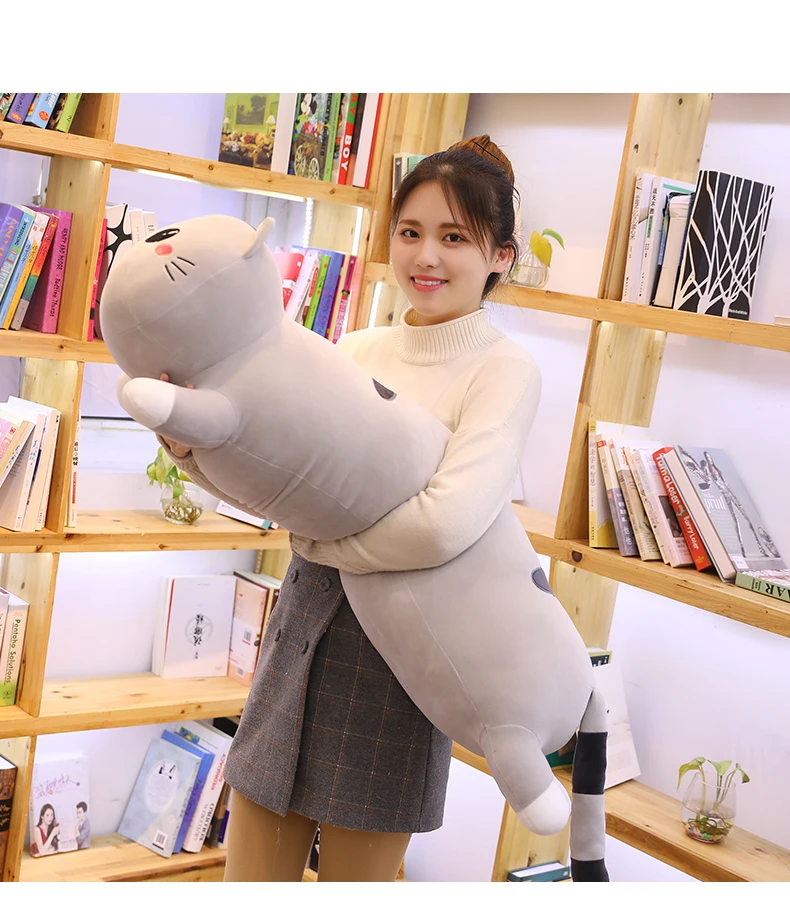 cute cartoon cat plush toy animals pillow long strip pillow holding sleeping doll for girl birthday gift decoration 110cm 130cm DY50674  (30)