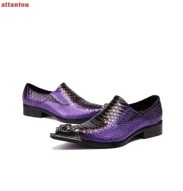 purple snakeskin shoes
