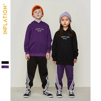 

INFLATION 2019 Autumn New Kids Hoodies Printing Boys And Girls Hooded Black Color Adults Hoodies Streetwear Kids Clothing SW9635