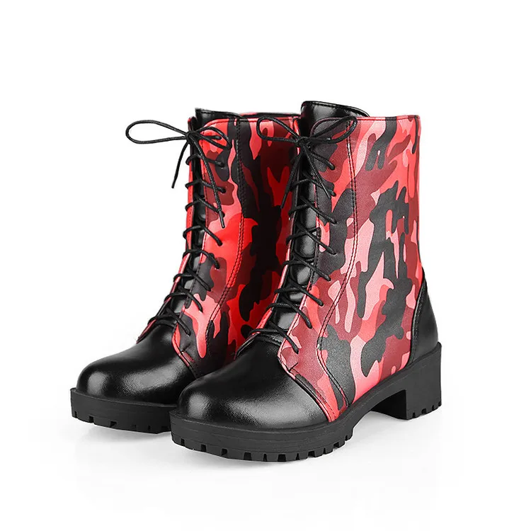 

2016 New Big Size 34-43 Brand Design Patch Color Boots Thick Sole Platform Slim Winter Autumn Martens Boots shoes 1256