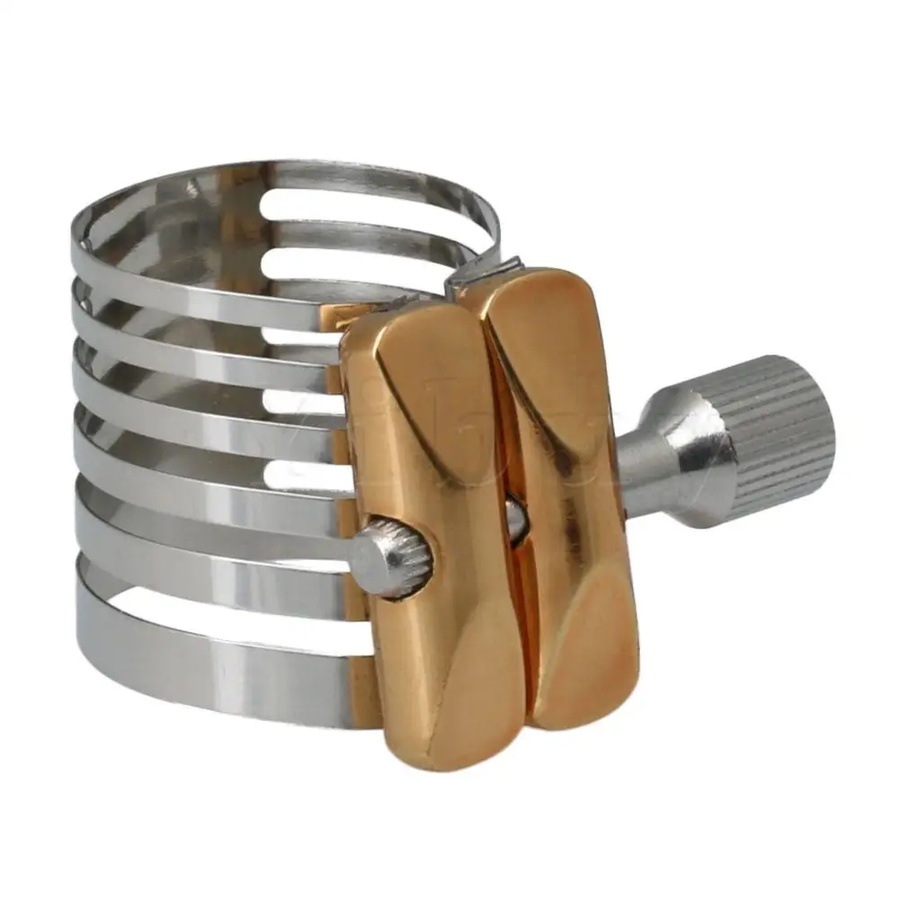 

Yibuy Silver Steel Twin-screw Adjustment Alto Saxophone Mouthpiece Ligature for Plastic Mouthpiece