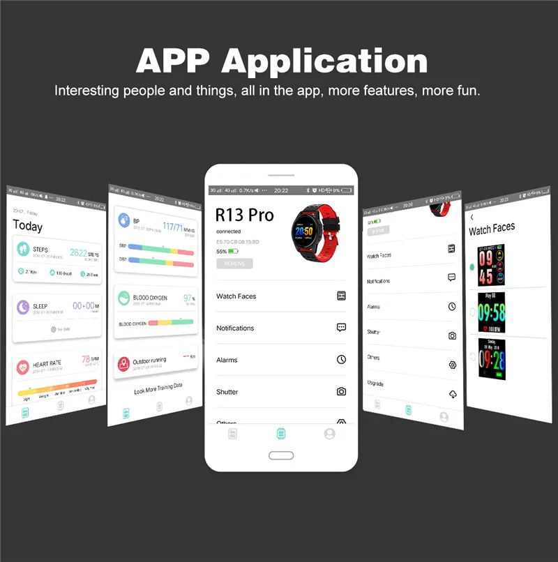 Умный Браслет цветной экран R13 Pro спортивные наручные часы кровяного давления для Ios Android телефон сердечного ритма Смарт-часы