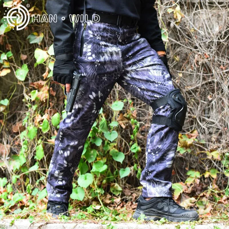 Тактические Военные камуфляжные брюки Sharkskin Softshell мужские ветрозащитные