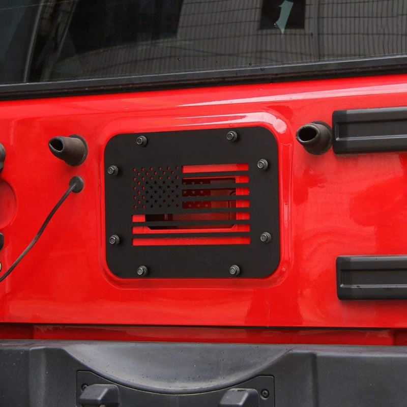 Black Steel Tailgate Vent-Plate Cover for 2007- Jeep Wrangler Jk& Unlimited(Usa Flag