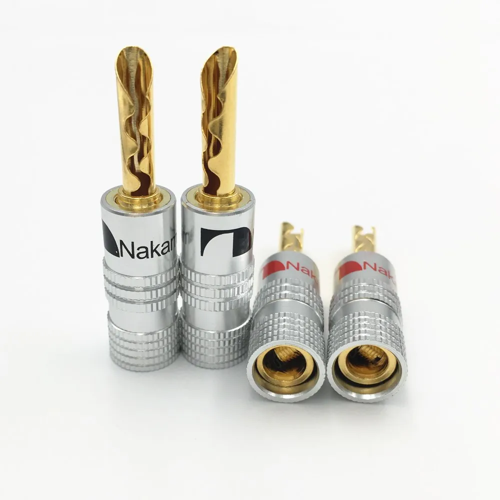 4 Set 4mm Nakamichi Screw Plated Wire Cable Speaker adapter Gold Connector US