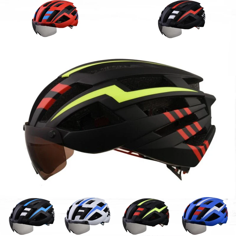 

2019 new bicycle helmet with goggles insect net pro triathlon cycling helmet breathable mtb mountain road bike helmet men&women