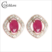 Samll модный рубин серьги-гвоздики 1ct 4 мм* 6 мм натуральный рубин драгоценный камень серьги-гвоздики Твердые 925 серебро Рубин романтический подарок для женщин