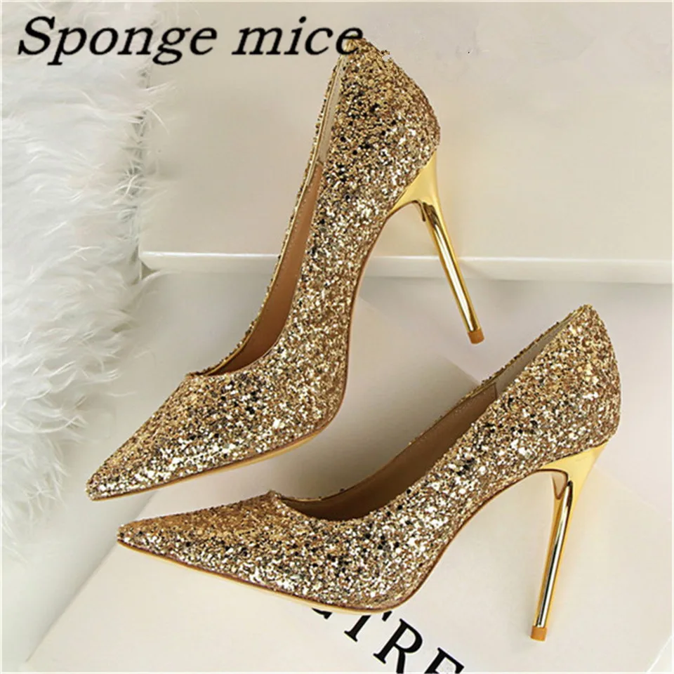 Online Get White Glitter Shoes Aliexpress Alibaba Group 2017 New Pumps Glittering Fashion Y High Heel Summer Women Wedding Shoes Lady Pump Spool Heels Black White Gold Color