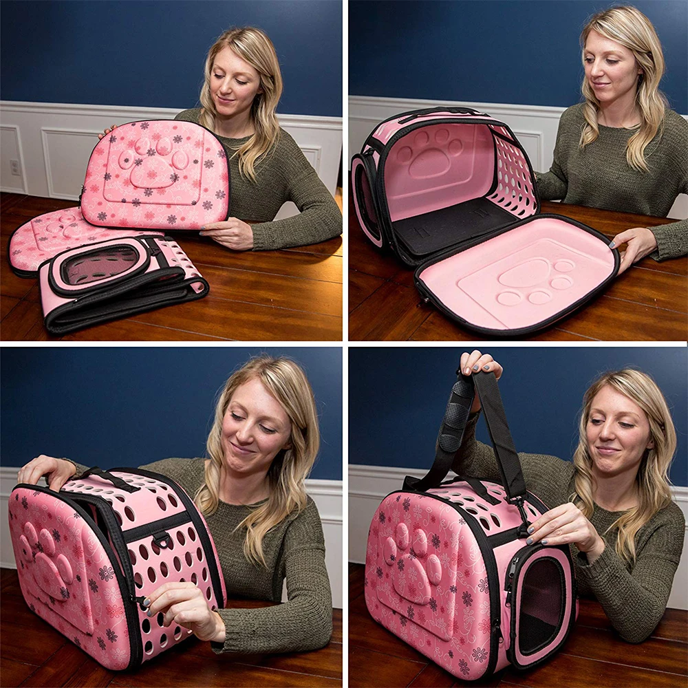 Pet Carrier Bag for Small Cats Dog Transporter Cat Bag Crate Folding Cage Handbag Durable EVA Pet Transport Carrying Bags BG0150
