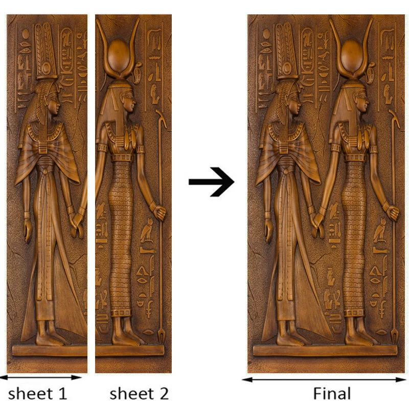 Mural 3D adhesivo de puerta Jeroglífico egipcio Arte MURALES 3D DE PUERTAS