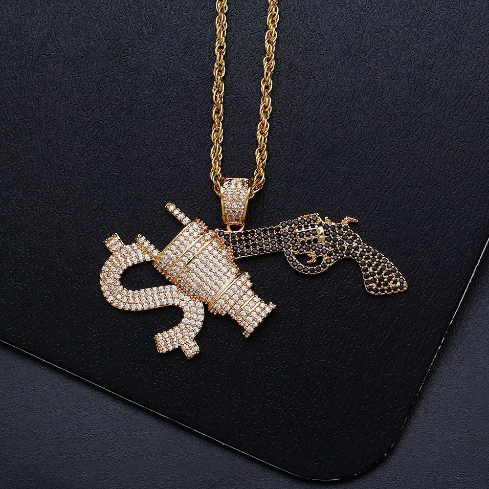 В стиле хип хоп AAA CZ камни с твердым покрытием Bling лед из доллар США штекер кулоны