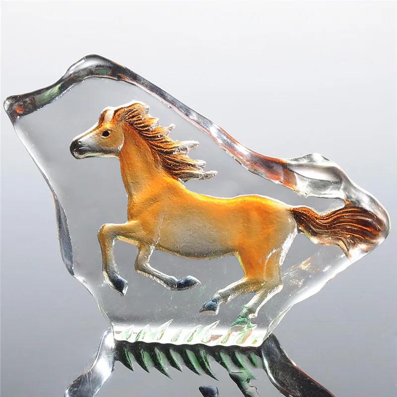 2.8inch Clear Glass Crystal Horse Figurines Paperweight Crafts Collection Table Car Ornaments