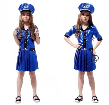 

Girl police performance uniform cosplay kids police uniform Fantasy Comic Movie Carnival Party Purim Halloween