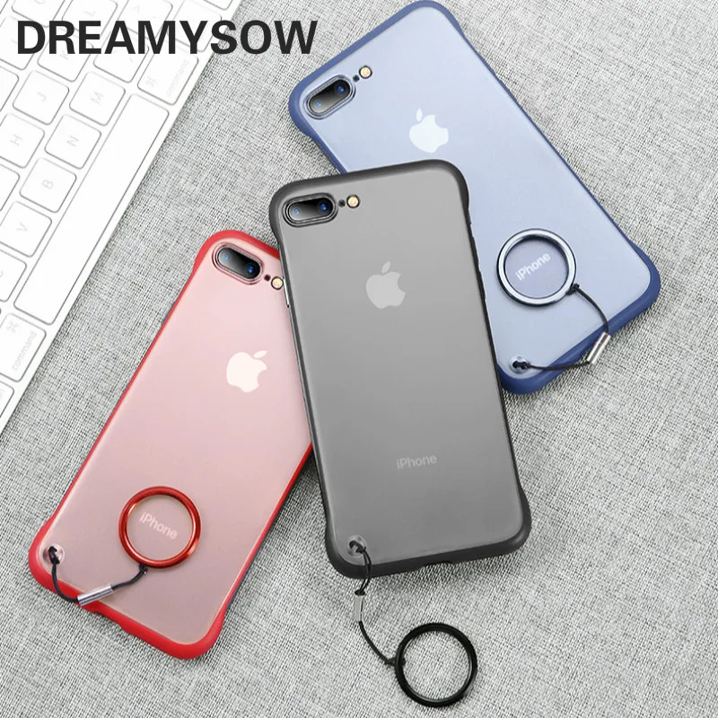 

Luxury Frameless Design Phone Cases For iPhone 6 6s 7 8 Plus X XR XS Max Ring Scrub Hard PC For iPhone 8 Shockproof Back Cover