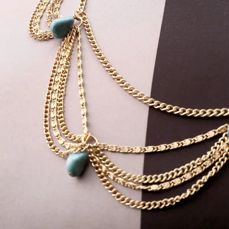 Indian Bridal Hair Accessories Gold Head Chain Women Vintage Boho