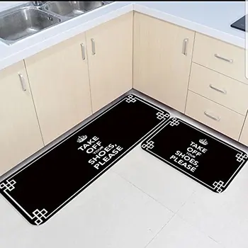 

2 Piece Kitchen Mats and Rugs Set Funny Words-Take Off Your Shoes Please Home Decorate Non Skid Bedroom Living Room Doormats