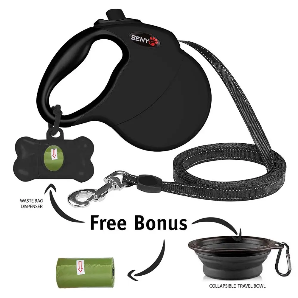 

Retractable Dog Leash, 16 ft Nylon Dog Walking Leashes for Small Medium Large Dogs up to 110lbs, One Button Break & Lock