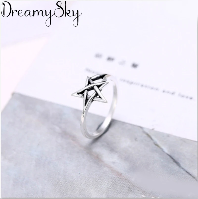 

Luxury Vintage Punk 925 Sterling Silver David Star Big Rings For Women Wedding Statement Finger Ring Anillos Anelli Bijoux
