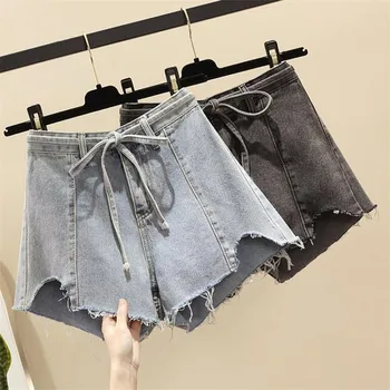 

High Waist Denim Shorts Woman 2019 Summer Korean Retro Loose Ripped Jeans shorts plus size 5xl r1163