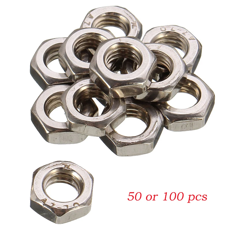High Quality "Authentic 304" 50,100pcs M6 Nuts A2 Stainless Steel Hex
