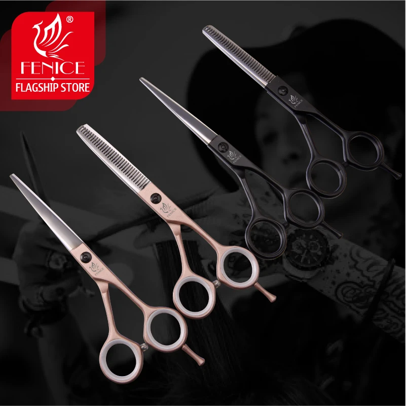 

Fenice New Arrival High Quality 6 inch Hairdressing Scissors Set Cutting and Thinning Shears Finger Rest Thinner JP440C Scissors