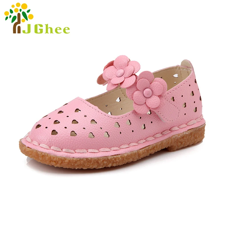 

2019 Girls Shoes Princess Kids Floral Shoes PU Leather Breathable Children's Casual Sneakers Cut-outs Summer Autumn 21-36