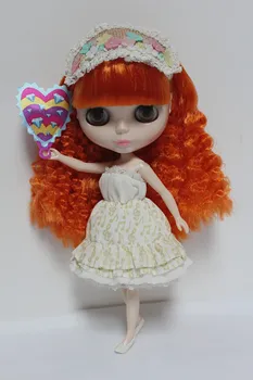 

Blygirl Blyth doll Nude doll 30cm ordinary body orange red bangs hair dolls for changing makeup can replace the body