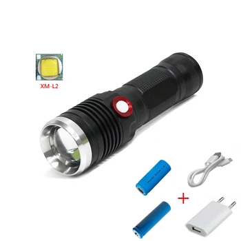 

Cree xm l2 flashlight high power rechargeable led flashlight 18650 or 26650 battery retractable lantern torch usb flashlight