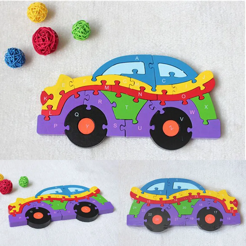

toys puzzle toy baby kids training alphanumeric cognitive building puzzle car # 40