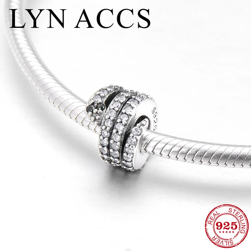 

925 Sterling Silver God's messenger snake Sparkling CZ fine Charm Beads Fit Original Pandora Charm Bracelet for Jewelry making