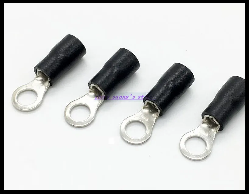 200pcs/Lot RV3.5 4 Black 14 12 AWG 2.5 4mm2 Insulated Ring Terminal