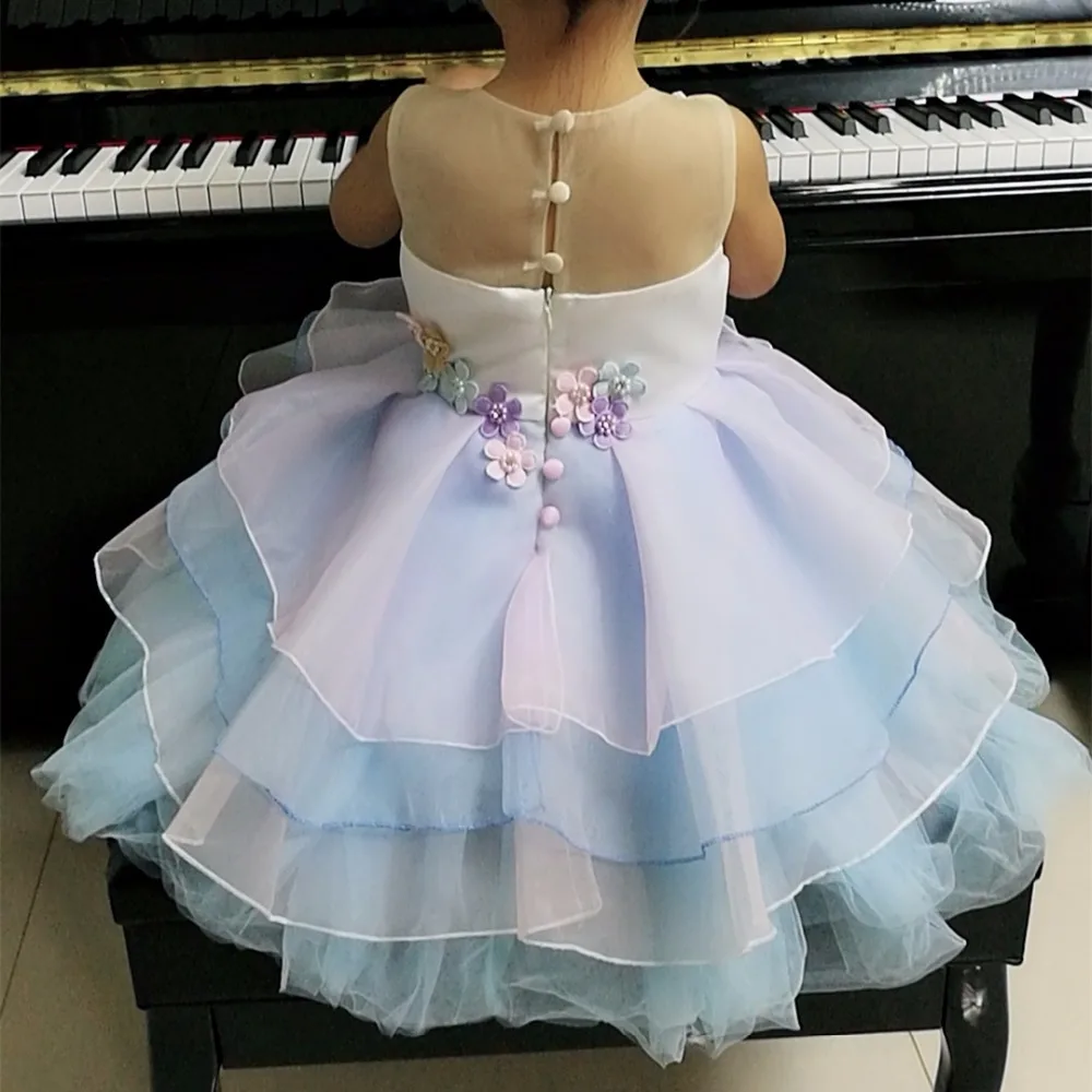 2 10yrs girls layered cake dress children colorfull princess formal