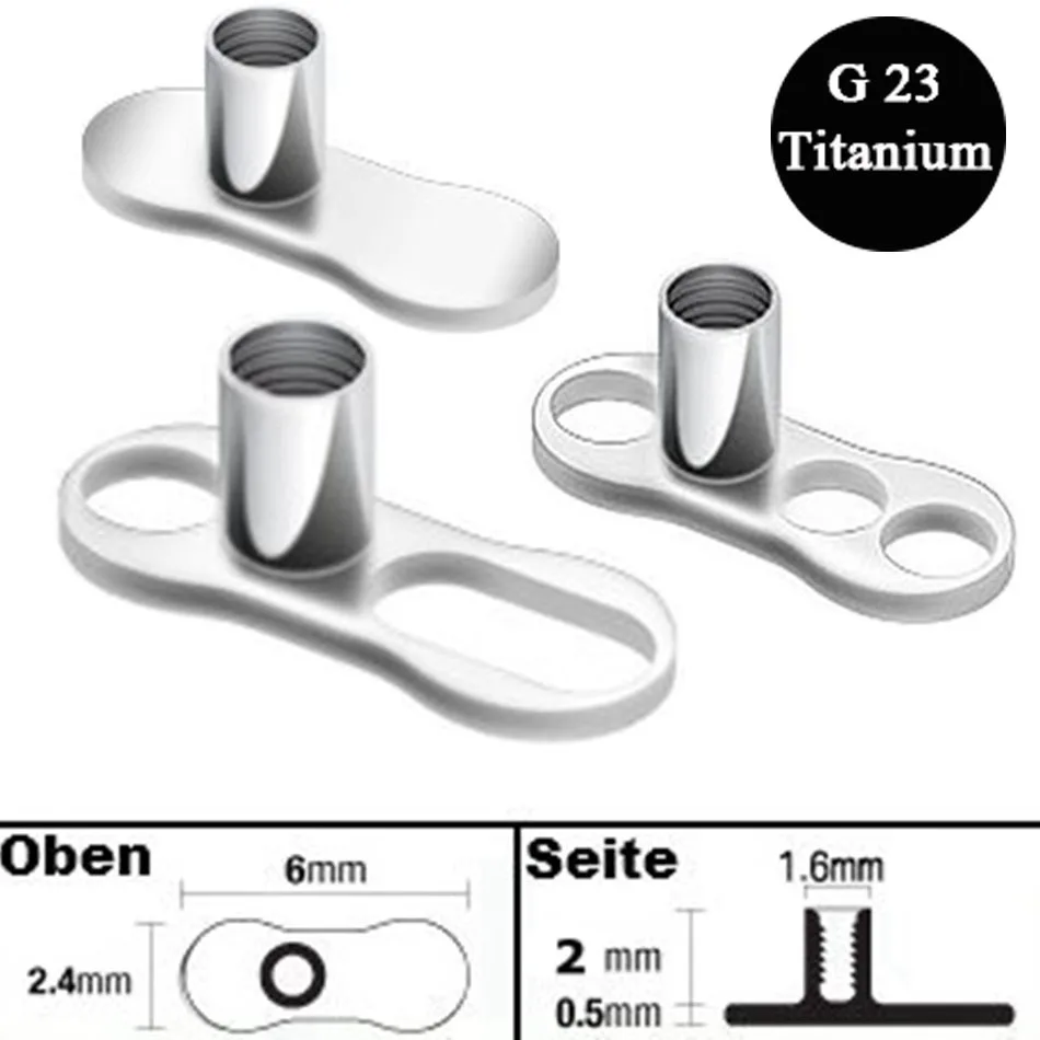 G23 Titanium 1.2*6 mm Micro Dermal Anchor Base Skin Diver Piercing