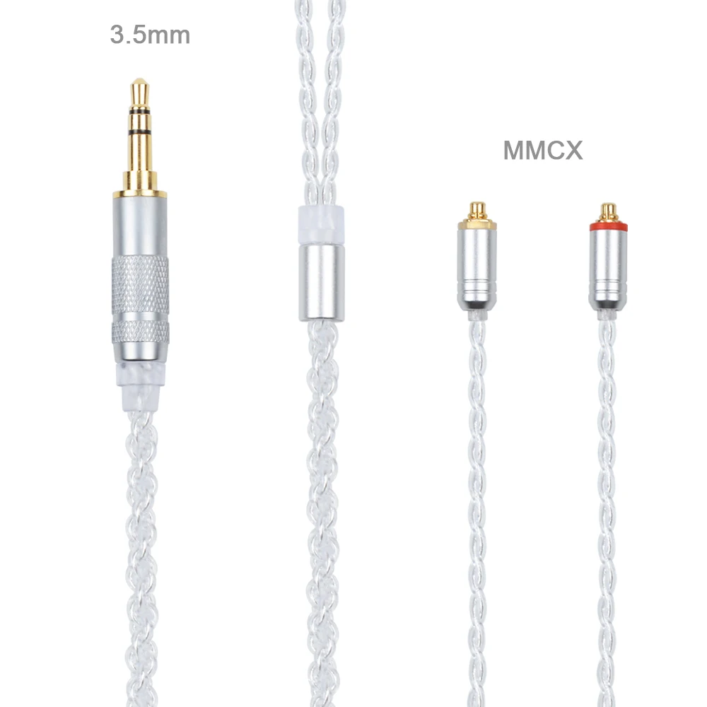 Nicehck MMCX/2Pin разъем 4,4/3,5/2,5 мм сбалансированный 4-х ядерный посеребренный кабель для SE846 ZS10 ZS6 TFZ nicehck HK6 HK8 без Ушные крючки - Цвет: 3.5mm With MMCX