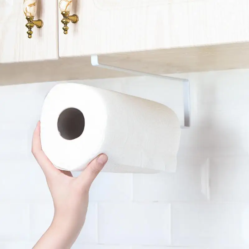 Kitchen Cabinet Door Rack Bathroom Toilet Roll Paper Holder Towel Shelf Organizer Iron Kitchen Tissue Holder Hanging