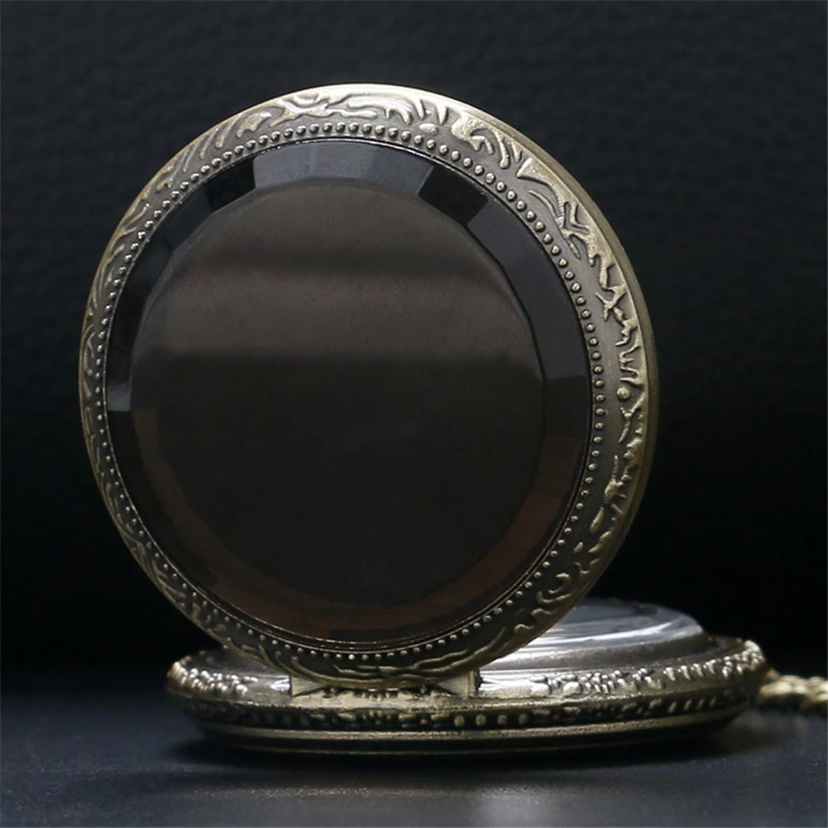YISUYA коричневые стеклянные кварцевые карманные бронзовые часы Мужские кварцевые прозрачные стимпанк ожерелье Рождественский подарок для женщин