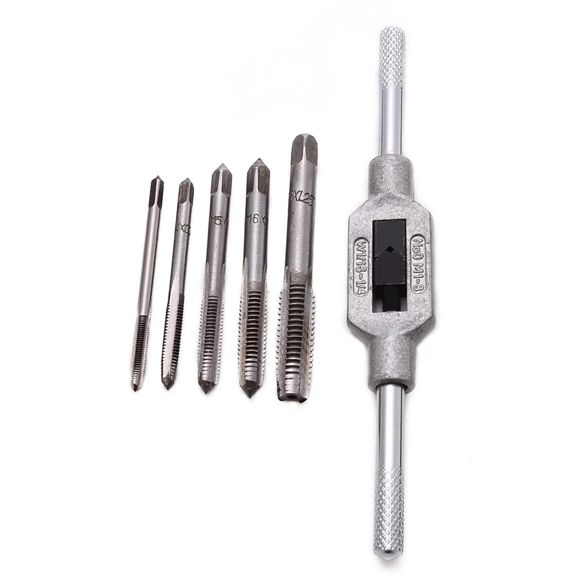 New 5pcs Hand Screw Thread Metric Plug Taps Set M3-M8 with 1pc Adjustable Tap Wrench