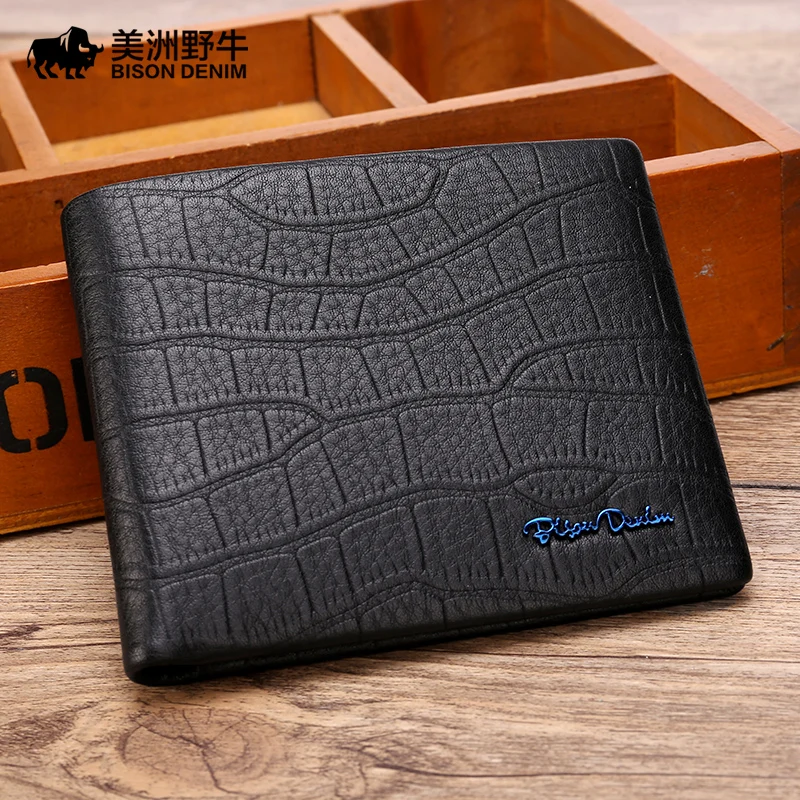 BISON DENIM мужской Ультратонкий кошелек из натуральной кожи яловая кожа держатель