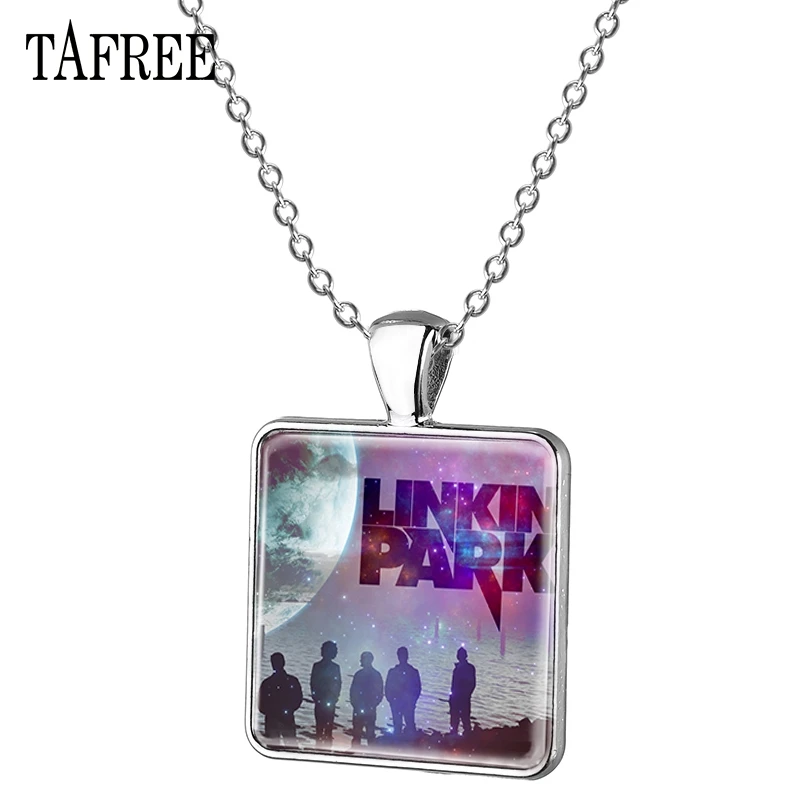 

TAFREE LINKIN PARK Pendants Necklaces Silver Color Fashion Unique American Rock Band Art Picture Statement Necklace Jewelry LK35