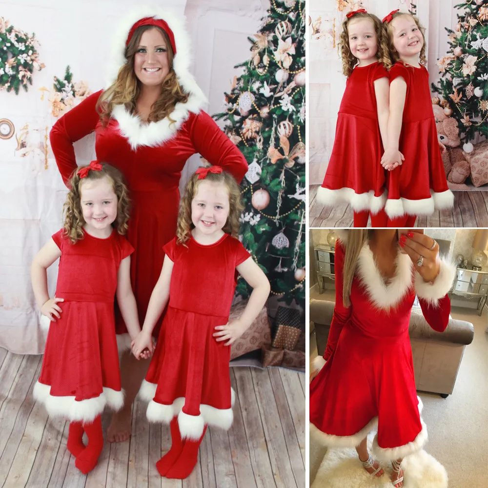 Рождественское платье принцессы для маленьких девочек; одинаковые комплекты для семьи; праздничное платье с круглым вырезом для девочек; короткий рукав;# ss