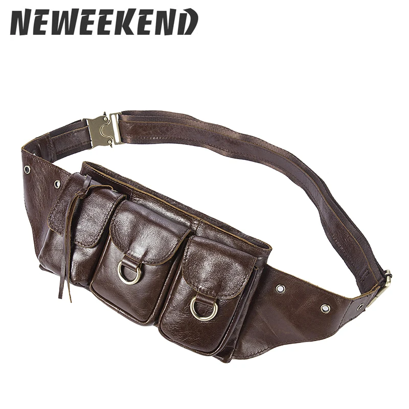

Men's Genuine Leather Oil Waxed Handbag Chest Fanny Pack Phone Money Bag Bum Pouch For Man Messenger Bag MR8895