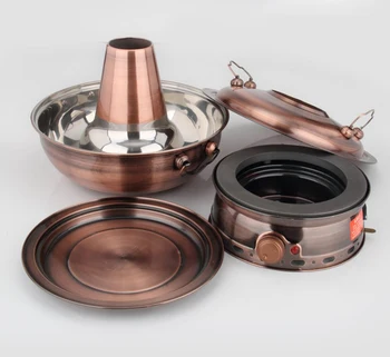 

30cm stainless steel imitation copper thickening electric carbon dual-purpose split traditional old Beijing hot pot chafing dish