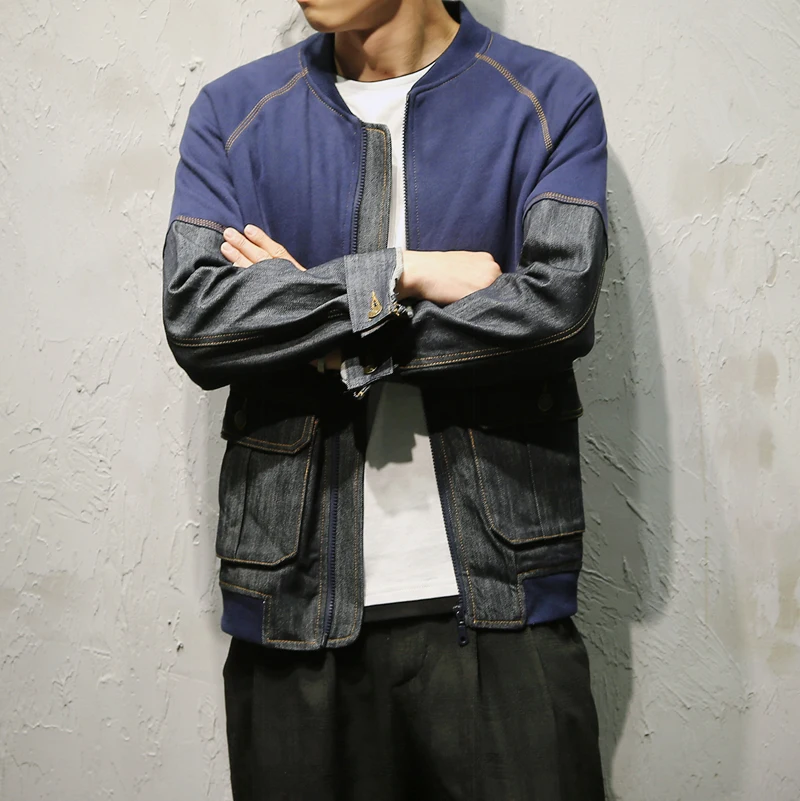 Automne Patchwork Couleur Printemps Hommes Denim Xxxl Bleu Surdimensionné Xxxxl Veste Mode Xxxxxl qSVMzUp