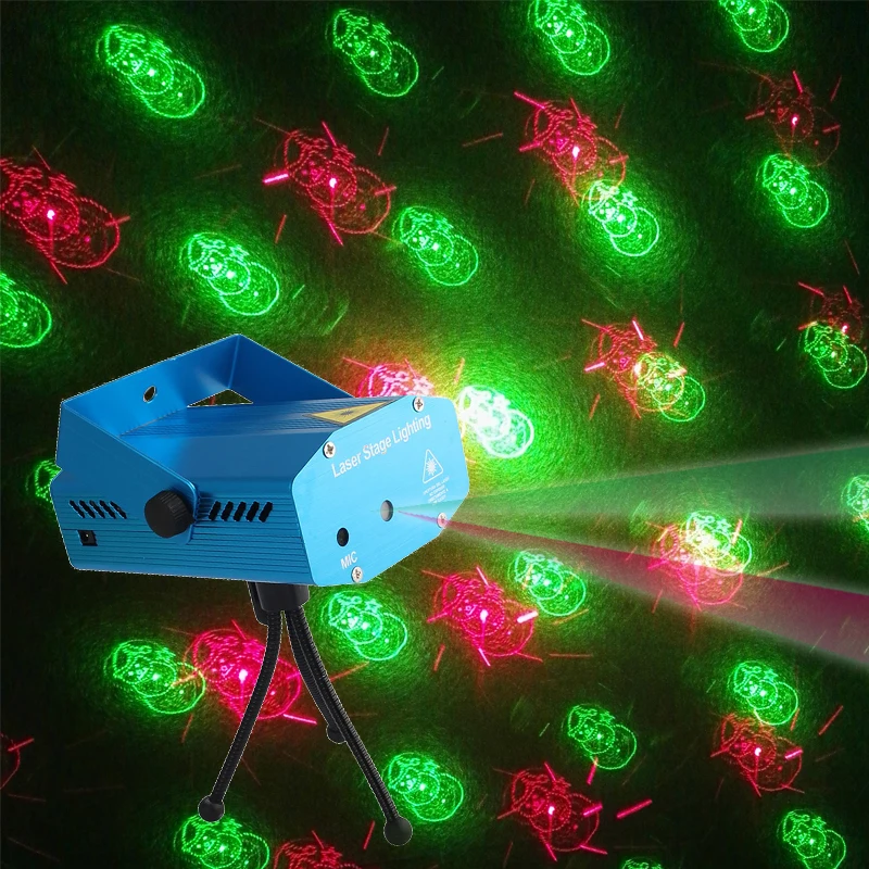 LED Disco Light Voice Control RGB Laser Landscape Projector Light Party KTV Bar DJ Stage Lighting Effect with Tripod EU US Plug (2)