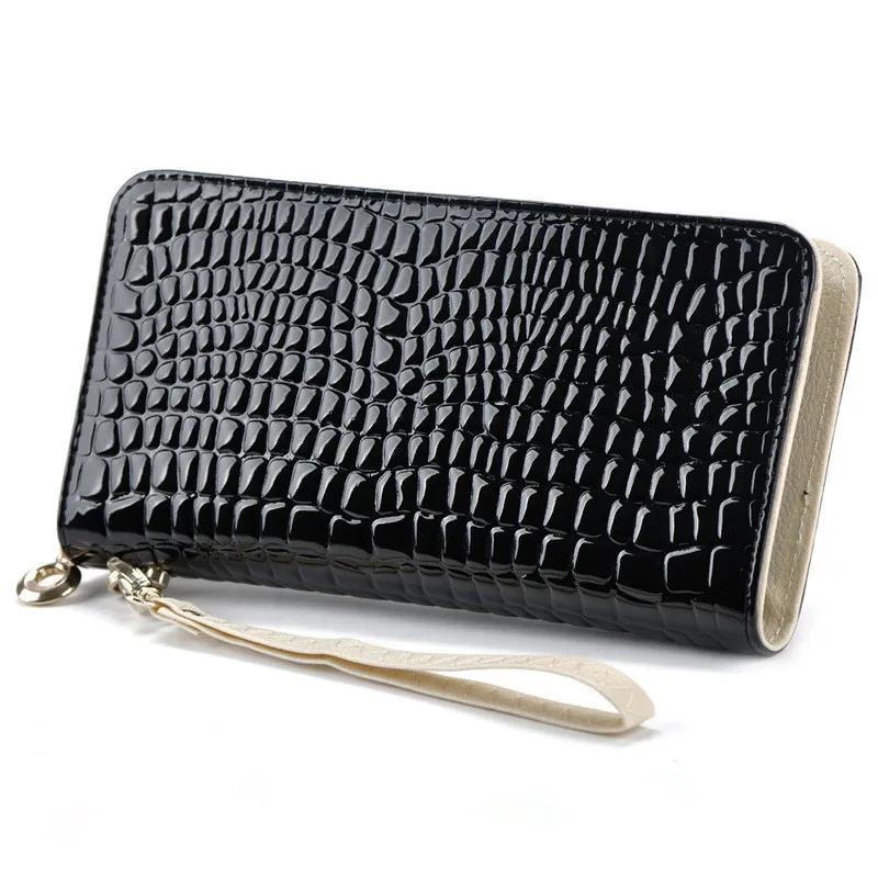 

Fashion Dot Patent Leather Women Wallets High Quality Lady Clutch Wallets Women Vintage Coin Zipper Pockets Purses Phone Bag