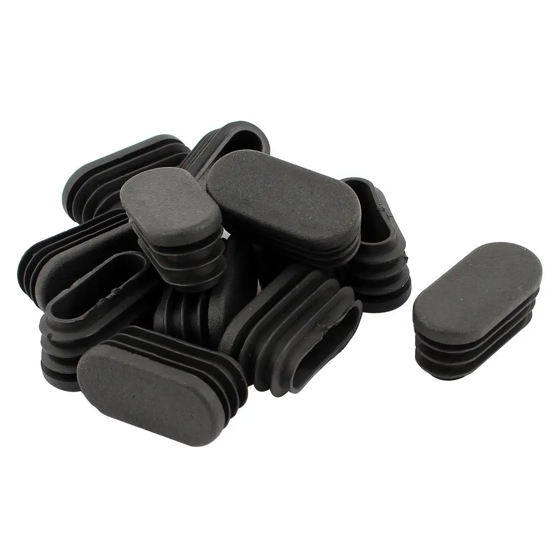 

16mm x 34mm Plastic Oval Shaped End Cap Tube Insert Black 12 Pcs